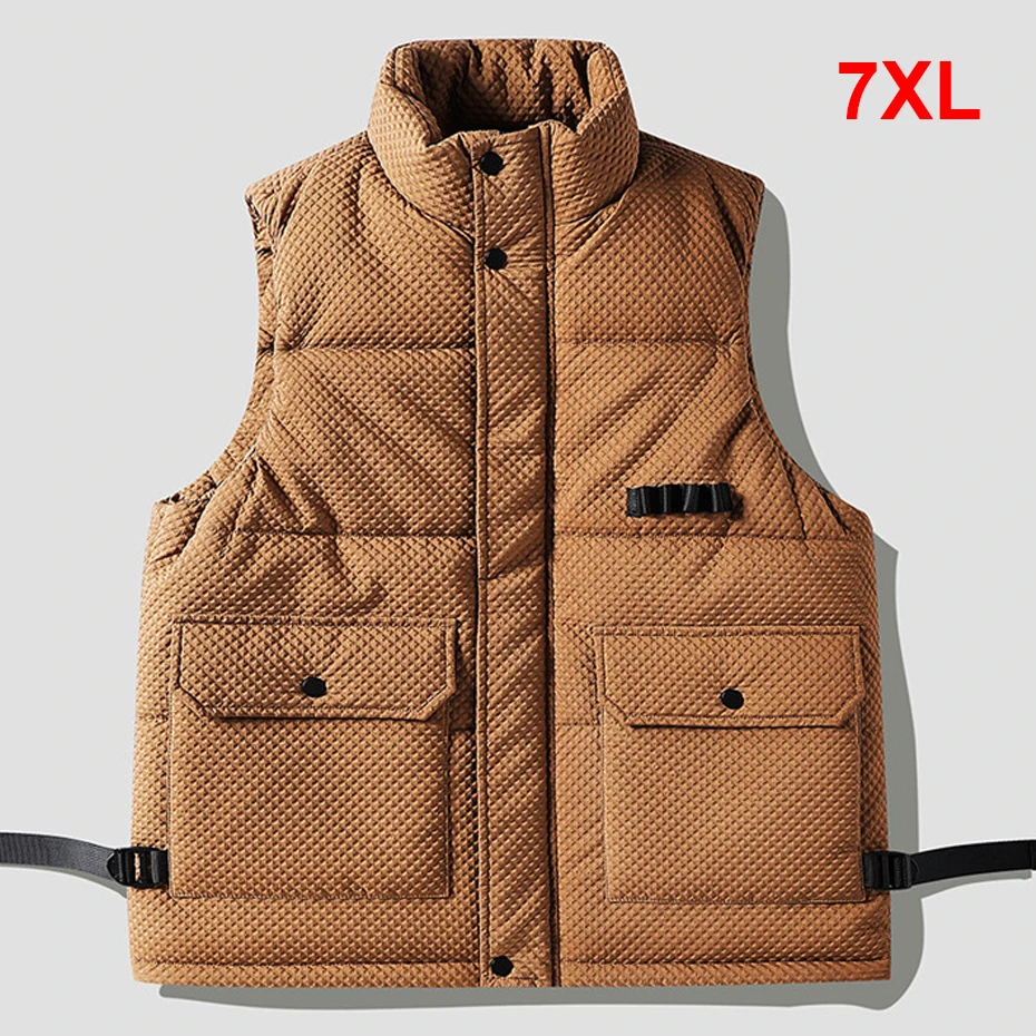 

Autumn Winter Warm Thick Vest Men Sleeveless Jacket Plus Size 7XL Fashion Casual Cargo Vest Male Winter Thick Vests