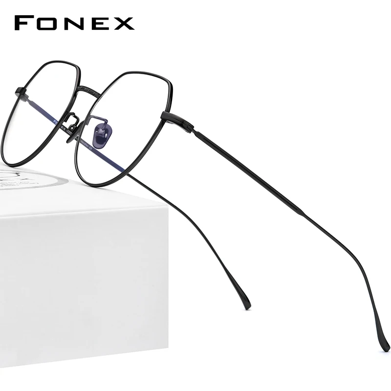 

FONEX Pure Titanium Eyeglasses Frame Men Vintage Polygon Glasses Men 2021 New Eyewear F85660