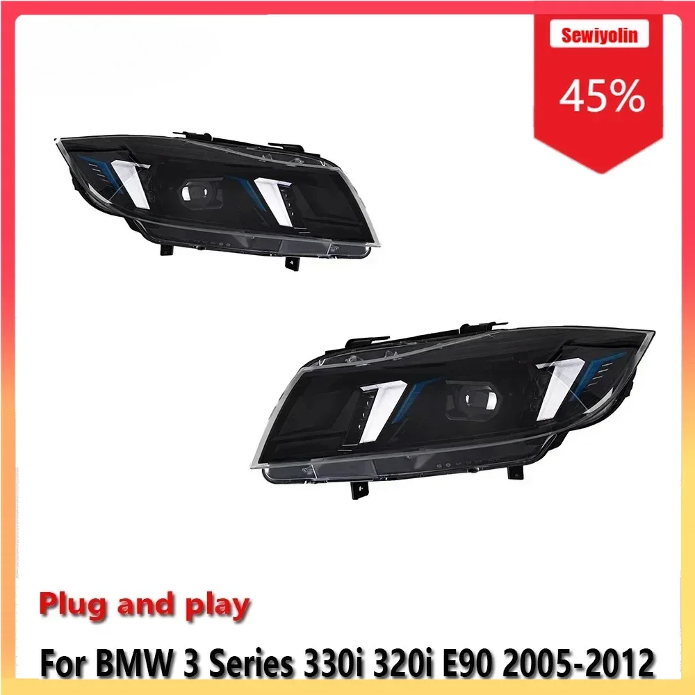 

Автомобильные светодиодные фары в сборе для BMW 3 серии 330i 320i E90 2005-2012, автоматические противотуманные фары DRL, стоп-сигнал, указатель поворота, вилка A