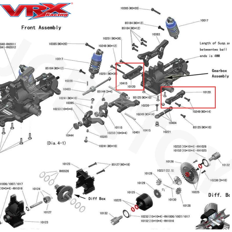 RC VRX 10969(10120) Braccio Anteriore Sedile Fisso Per 1/10 VRX Corse RH1043 RH1045 RH1043SC RH1045SC RH1011 RH1013 RH1018 RH1019