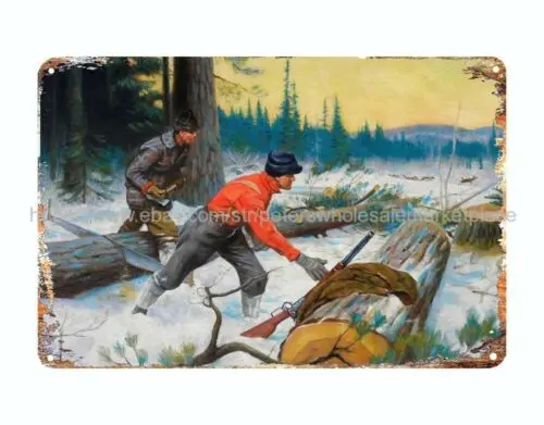 wall art decor Loggers at Work by Philip Goodwin metal tin sign