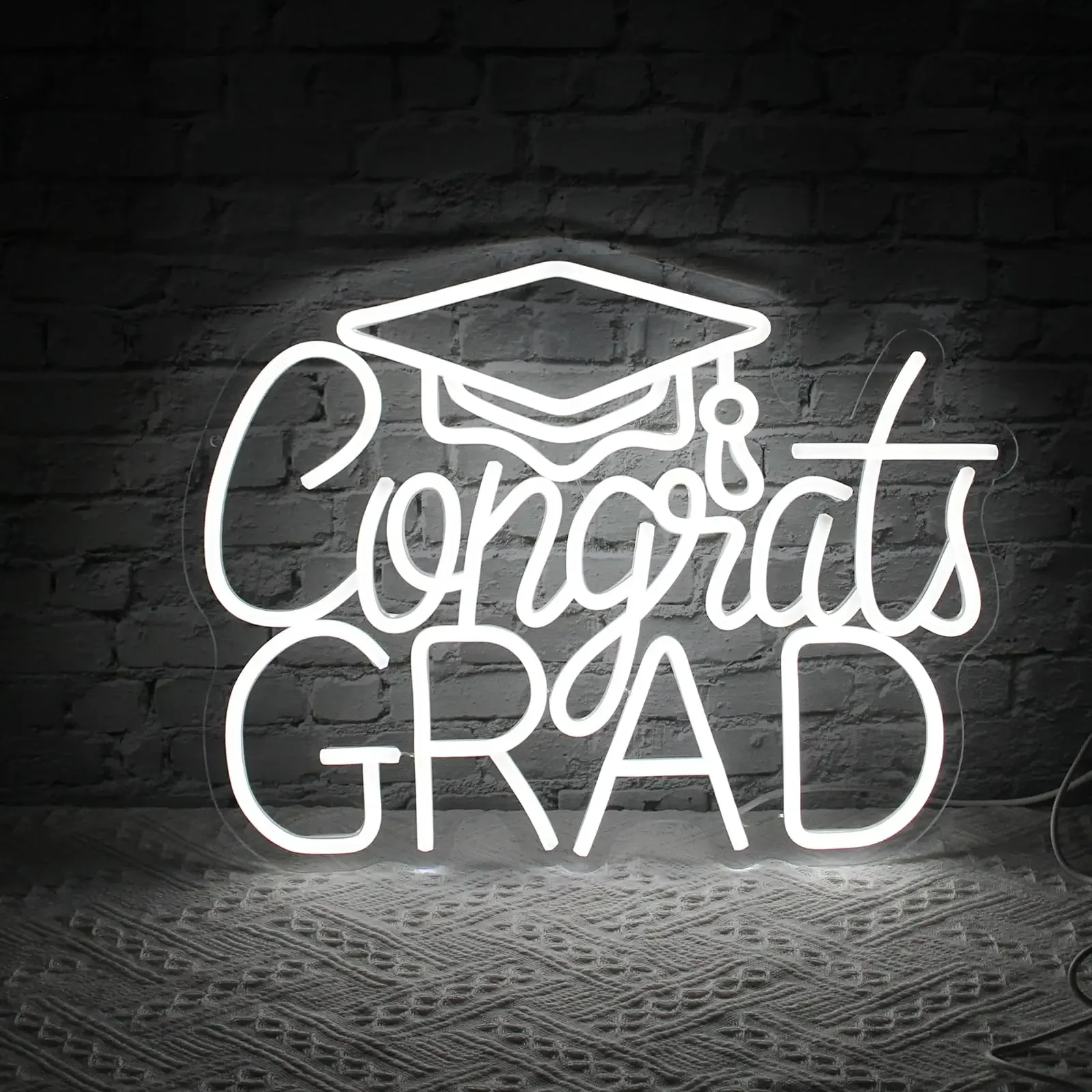 Congrats Grad Neon Signs For Wall Decor Art Logo Graduation Season 2025 Room Decoration For Classroom Ceremony Party Celebration