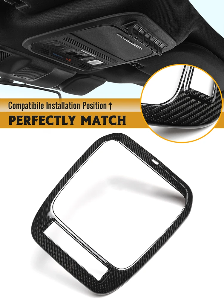 for Ford F-150 F150 F250 F350 Raptor R Lariat Limited XLT 2021+ Roof Reading Light Lamp Cover Frame Real Carbon Fiber