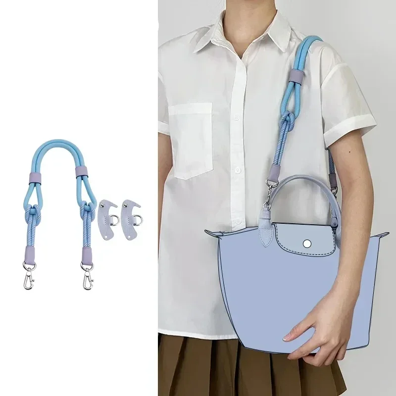 

Long Woven Rope Bag Straps And Punch-Free Buckle Set For Longchamp Short Handle Shoulder Handle Bag DIY Accessorie