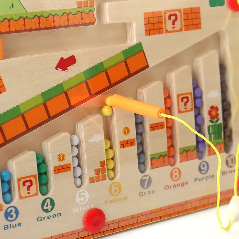 Madeira magnética cor e número labirinto labirinto, Montessori Educação Brinquedos, Combinando brinquedos para crianças, Presentes