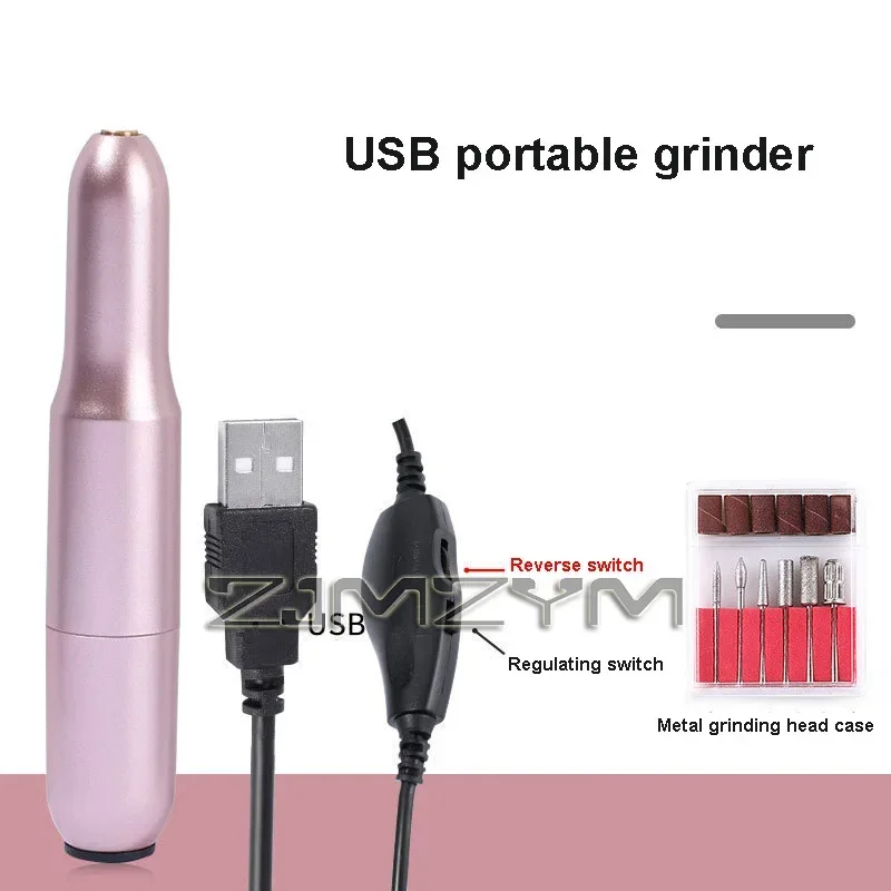 Electric Nail Drill Machine Set, USB, portátil Nail Drill Pen, Manicure Gel File, Nail Salon Tool, 20000 RPM