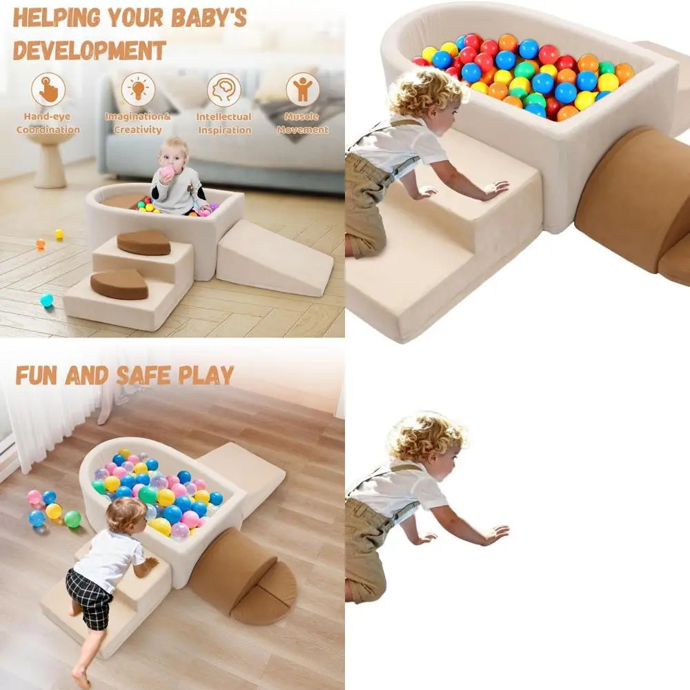 Blocchi da arrampicata in schiuma per bambini da 6 pezzi con pozzo per palline, set da gioco per interni per divertimento strisciante e arrampicata per bambini (palle non incluse)