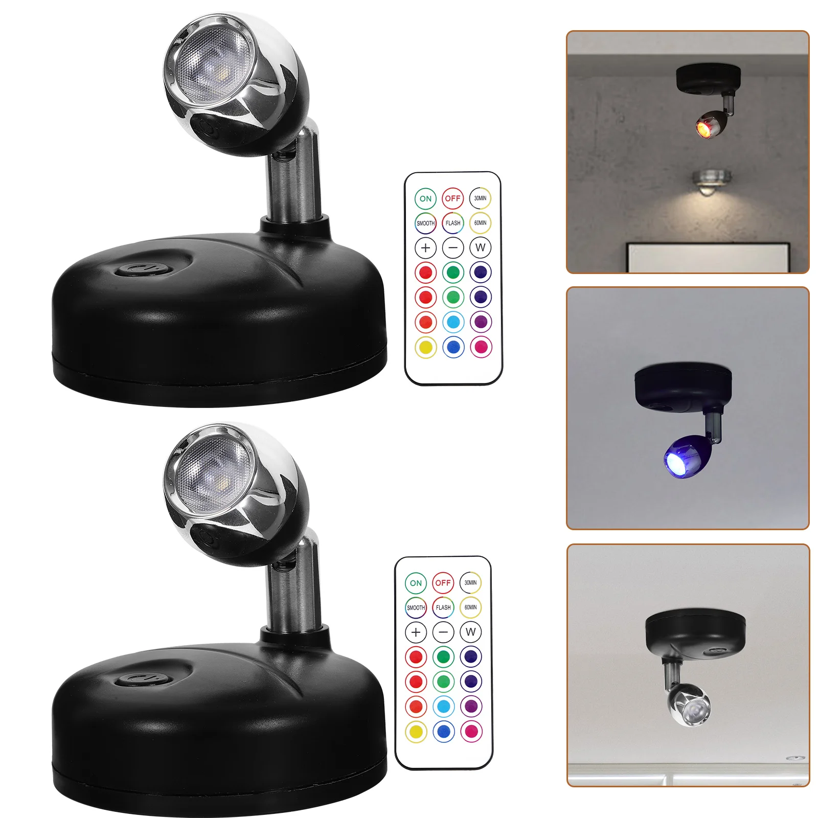 2 Pcs Ambient Light Adjustable Night Spotlight Operated Abs Accent Lighting Indoor