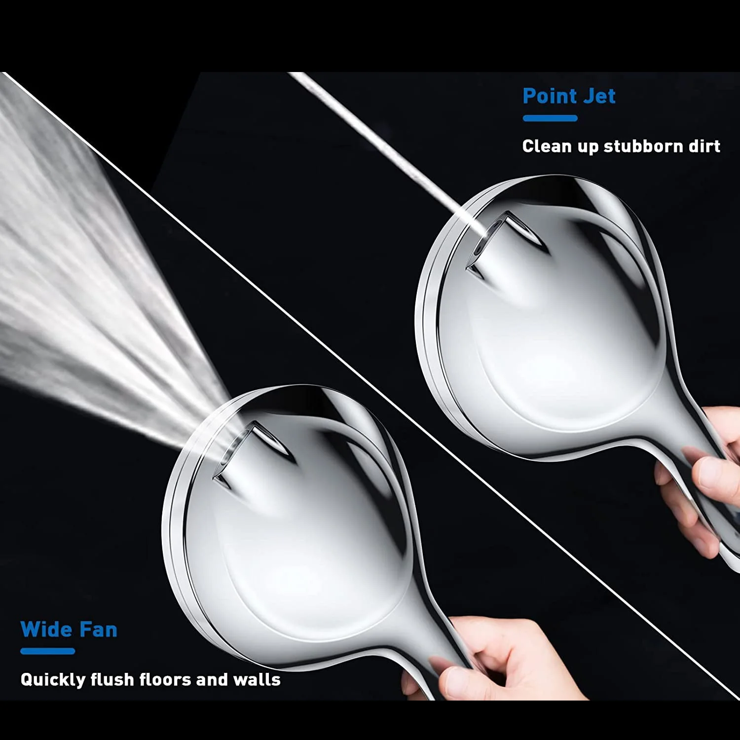 

High Pressure Shower Head, 5.04 Inch Detachable Showerhead Set With Stainless Steel Hose And Adjustable Bracket-ABUA