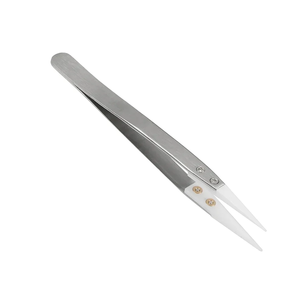 STONEGO Stainless Steel Ceramic Tweezers High Temperature Resistant Ceramic Head Accessories Acid and Alkali Corrosion Resistant