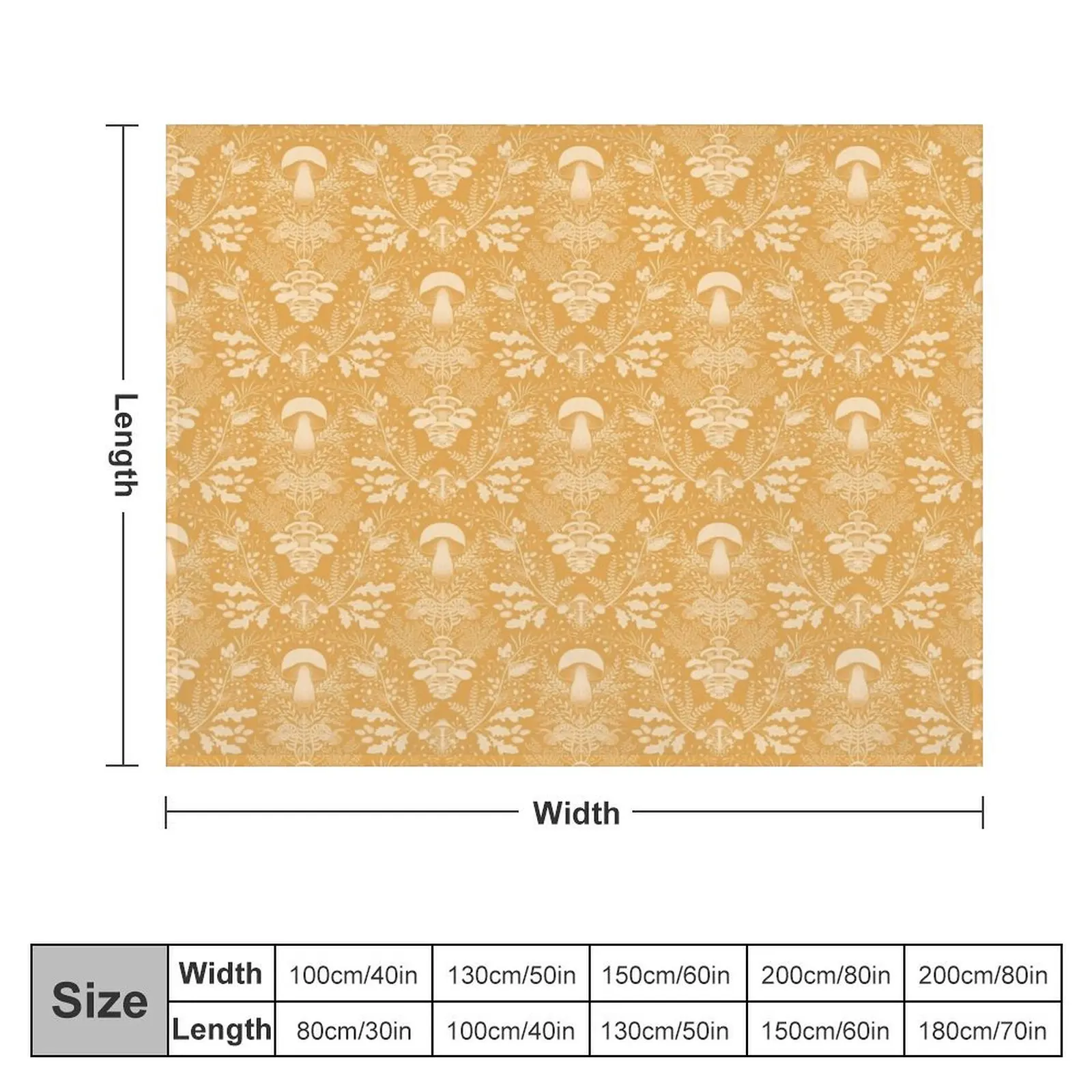 Mushroom forest damask Turmeric Throw Blanket Softest decorative Flannel Fabric Soft Blankets