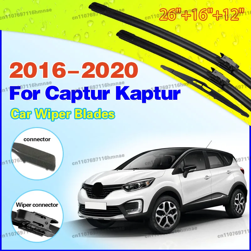 

3Pcs Front Rear Tailgate Windscreen Wiper Blades Set For Renault Captur Kaptur 2020 2019 2018 2017 2016 26"16"12"