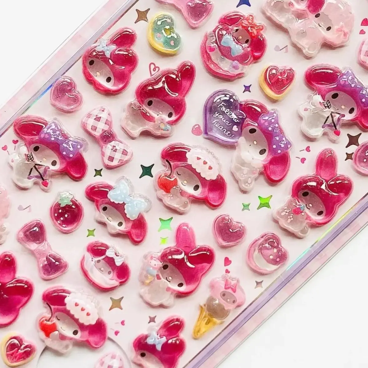 สติกเกอร์อนิเมะน่ารัก เฮลโลคิตตี้ คุโรมิ ซินนามอนโรล 3 มิติ ซานริโอ สติกเกอร์ใสแบบเจลลี่คริสตัล สติกเกอร์ตกแต่งเคสมือถือ DIY ของเล่นเด็ก