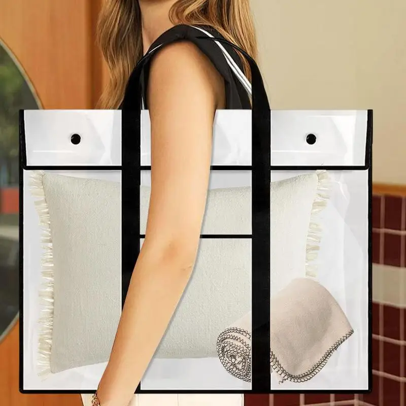 Poster Storage Bag Clear Large Art Bag Waterproof Artwork Storage Organizer Bulletin Board Holder With Handle & Pocket For