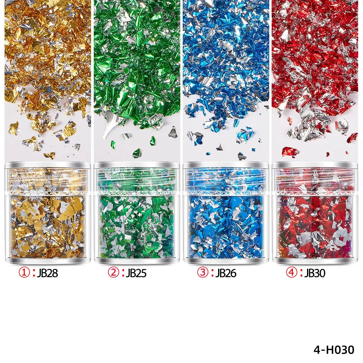 Juego de 4 botellas de hojuelas de lámina de oro para manualidades, para moldes de resina epoxi, fabricación de joyas, decoración, papel de lámina de oro, suministros de purpurina para decoración de uñas
