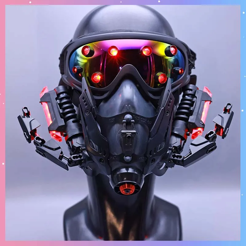 

Cyber Punk Mask Half Face Mechanical Mask Glasses Costumes Commander Tactical Functional Wind Cosplay Warrior Party Props Gift