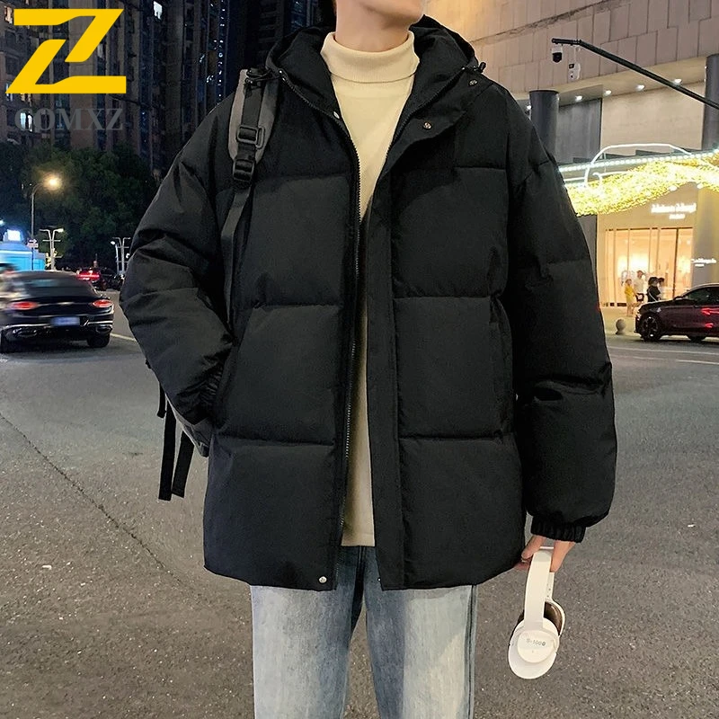 

Plus Size Premium Padded Jacket Men Winter New Loose Hooded Short Warm Windproof Coat Outdoor Travel Street Style Cotton Parka