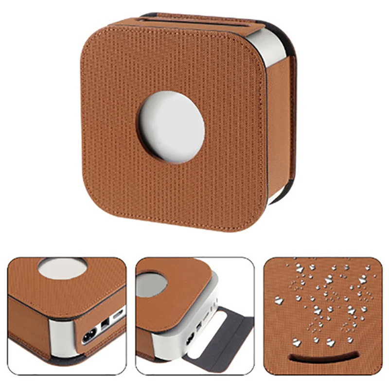 Desktop Computer Protective Case For Mac Mini M4 2024 Leather Sleeve Shockproof Storage Bag Mini PC Table Protector Cover