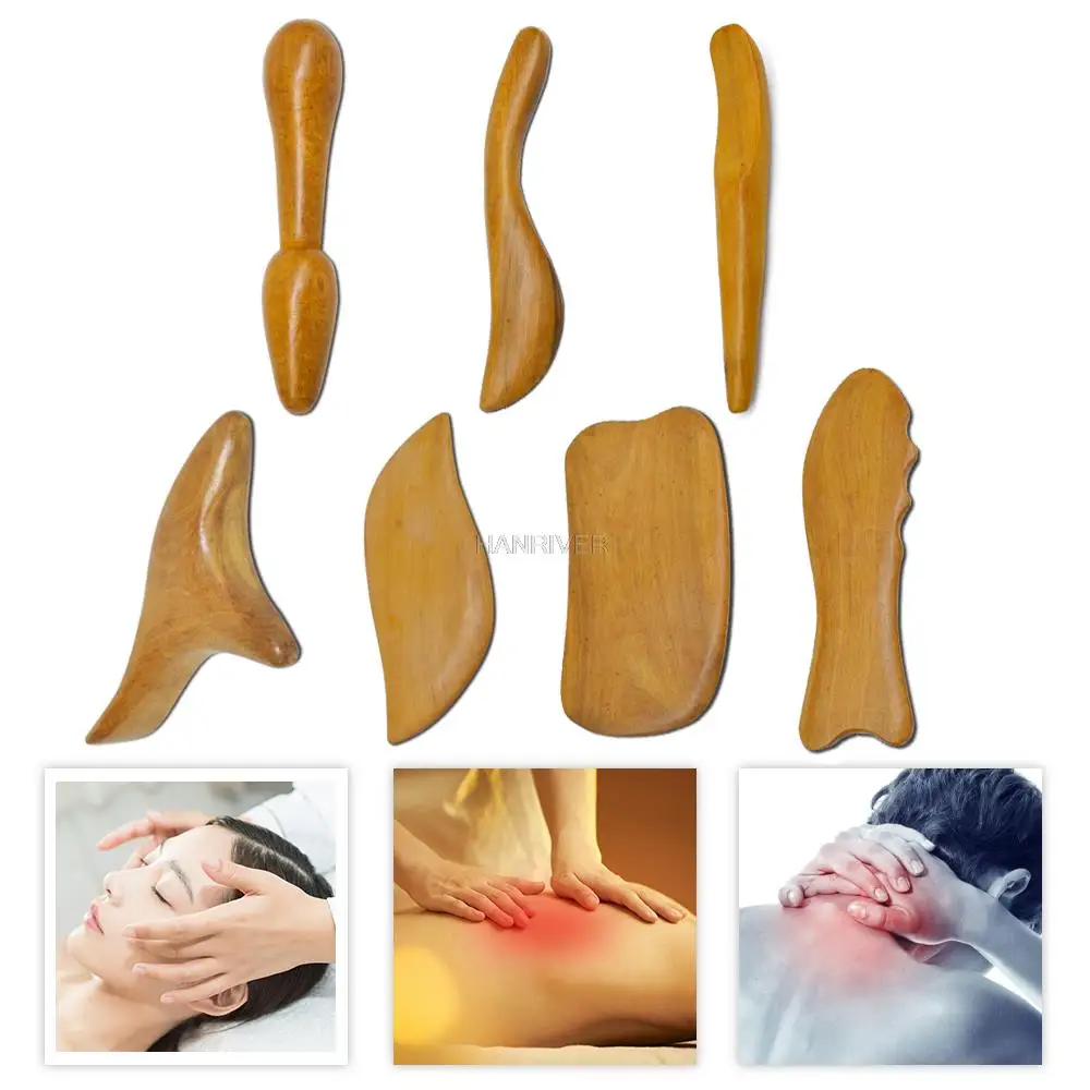 Natural Wood Body Guasha Massager Board Traditional Manual Scraper Massage Plate Gua Sha SPA Therapy Relaxation Health Care