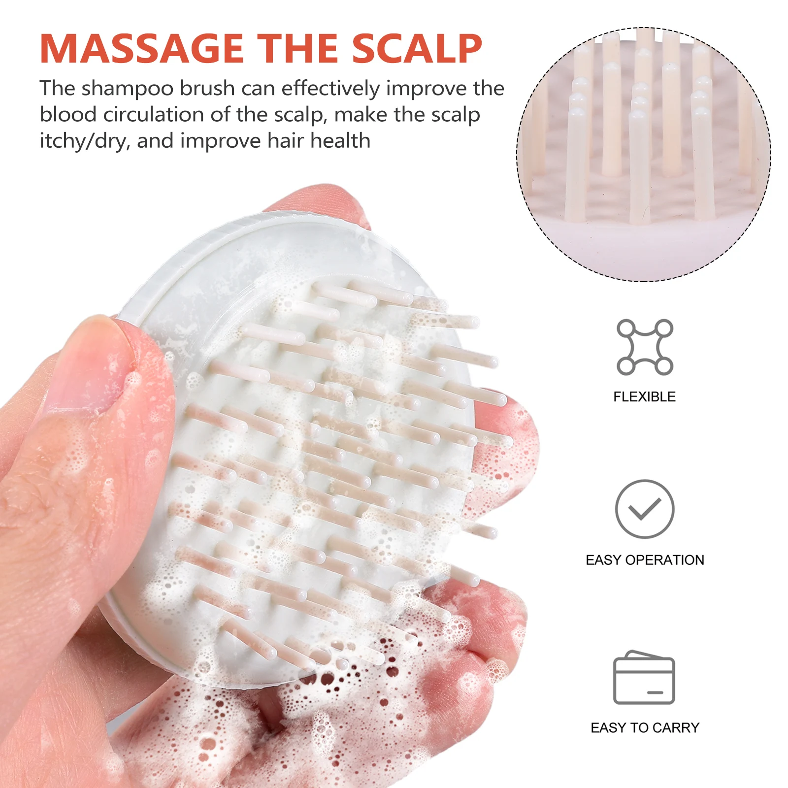 

10pcs Shampoo Brush Hair Scrubber Scalp Massager Silicone Travel Size Soft Head Brush for Deep Massage Round Head Design