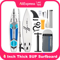 6 Inch Thick SUP Surfboard Inflatable Stand Up Paddleboard SUP Board Surf Set with Paddleboard Surf Fin Coiled Leash Inflator