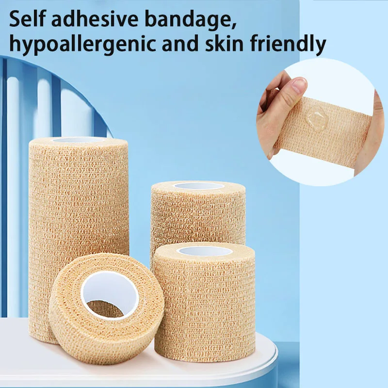 5/10 rolls of self-adhesive elastic bandage, exercise training fixed pressure elastic bandage, wound dressing gauze roll