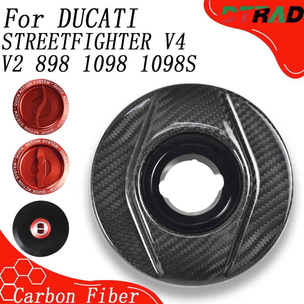 DTRAD Carbon Fiber Racing Fast  Gas Fuel Tank Cap For DUCATI STREETFIGHTER V4 V2 2024 2025 848 1098/S Keyless Oil Gas Cover