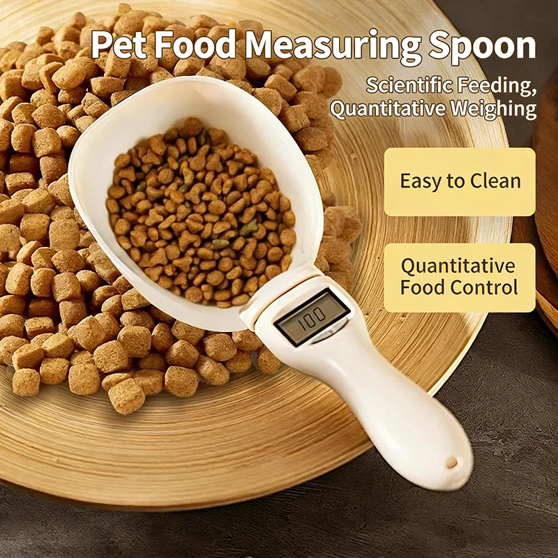 New Pet Food Measuring Scoop Electronic Dog Cat Food Measuring Cup Digital Spoon Scale Kitchen Food Scale with LED Display