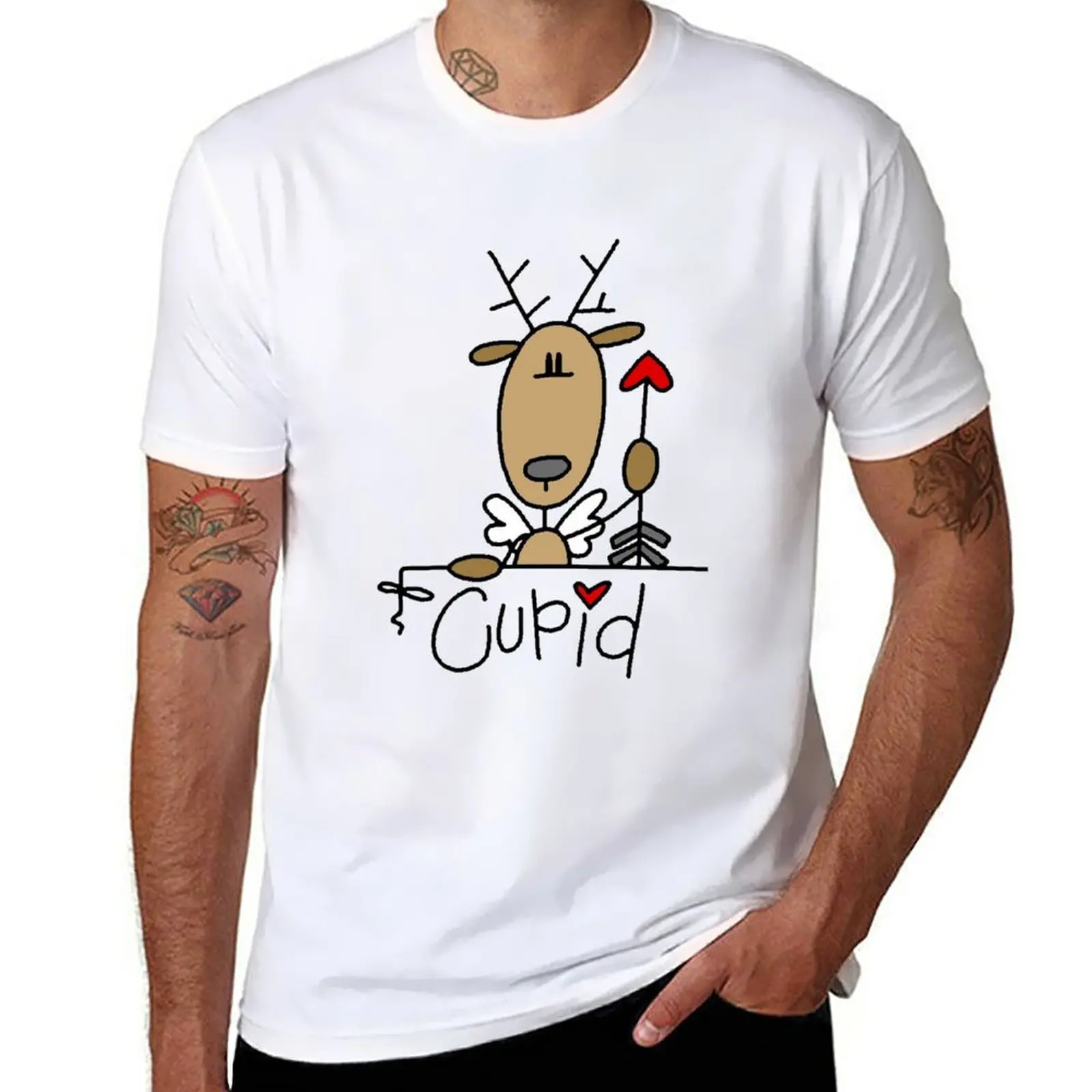 

Cupid Reindeer Christmas Holiday T-Shirt custom t shirts heavyweight t shirts oversized t shirts vintage t shirt t shirt for men