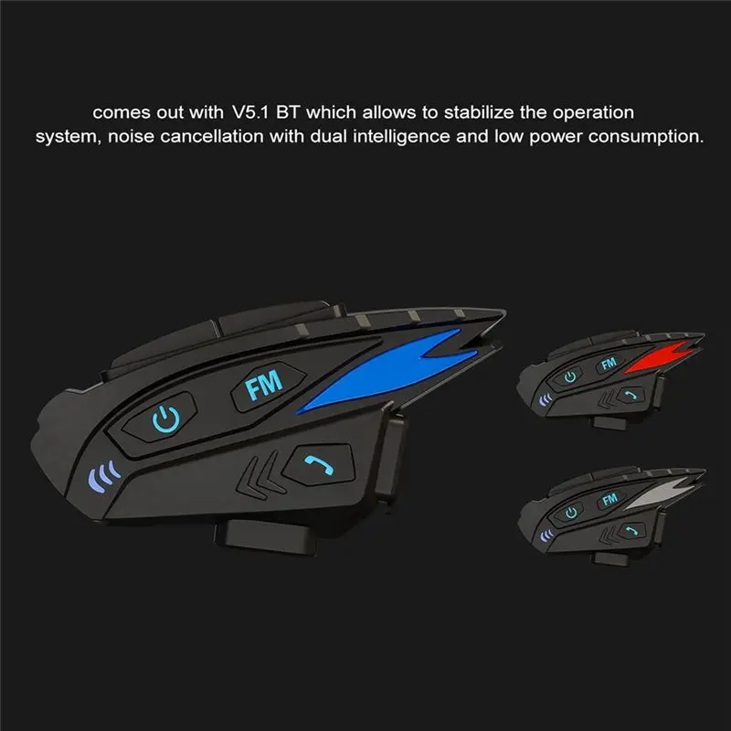 Leading-Edge-Advanced Motorcycle Helmet Intercom Headset With Bluetooth 5.1, 10-Person Network And 2Km Distance