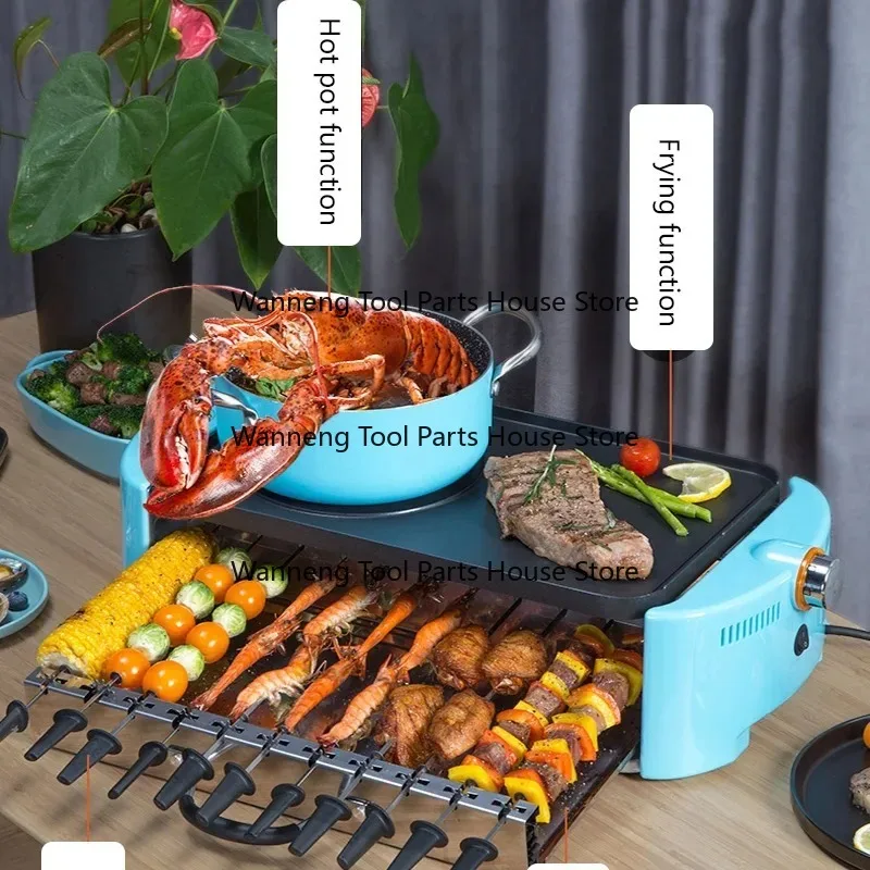 HRG2013 Household Electric Grill Automatic Rotating Smokeless Double Grill 220V Multi-function Electric Grill Barbecue Machine