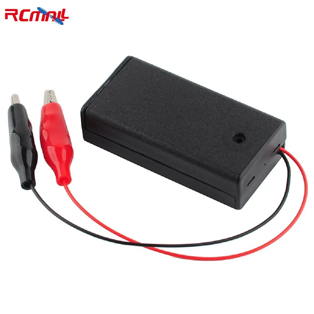 3V 2 Cells AA Battery Holder Case Storage Box with ON/Off Switch Alligator Clip Wire Cable 130mm
