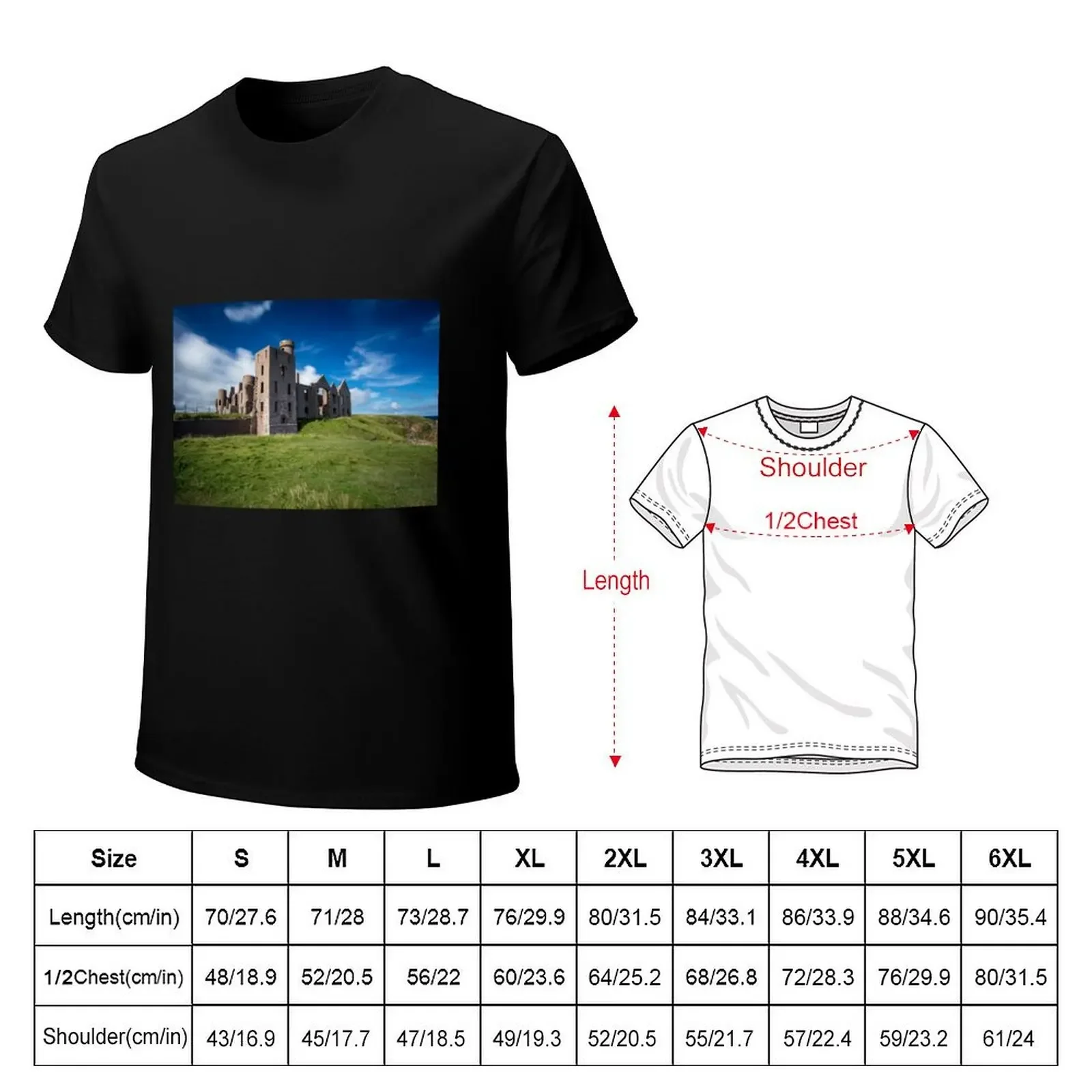 Slains Castle T-Shirt boys whites vintage street wear blanks men clothings