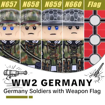 二戰軍事迷彩沼澤士兵人偶積木套裝,包含陸軍槍枝、戰士步兵、德國頭盔配件等玩具 10 最佳銷售 樂高二戰德國士兵 - №3