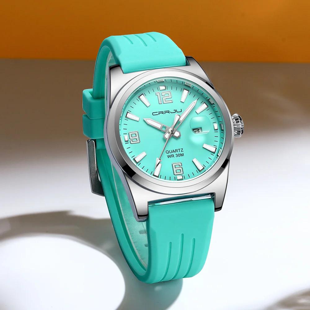 CRRJU Casual Quartz Wristwatch Fashion Waterproof Men\'s Watches Sport Silicone Strap Male Luminous Clock Relogio Masculino
