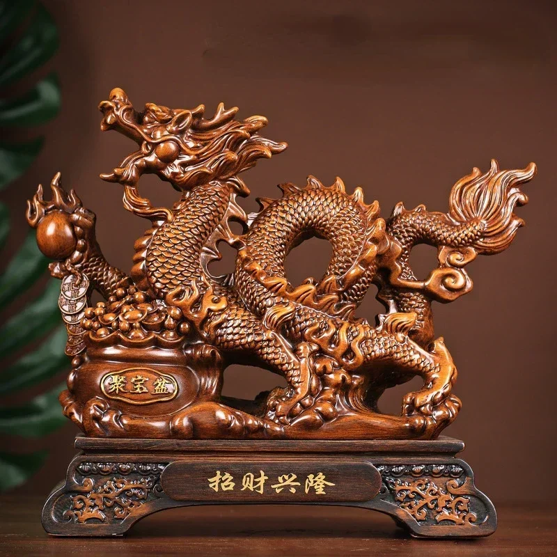 Chinese Inviting Wealth Zodiac Animal Dragon fegnshui Ornament Mascot Cashier Opening HousewarmingYear Open Door Gift 1pcs
