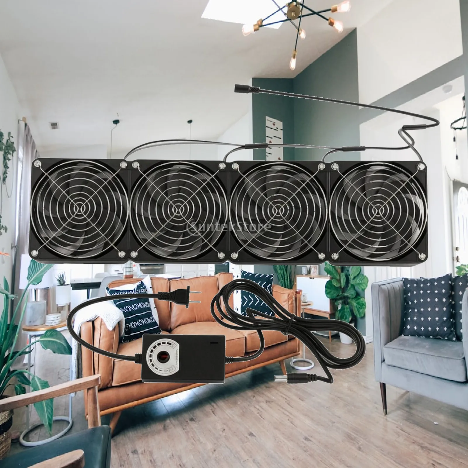 Quiet Adjustable Speed Fan for Electronic Enclosure Cooling with Power Supply Metal Grille Protection