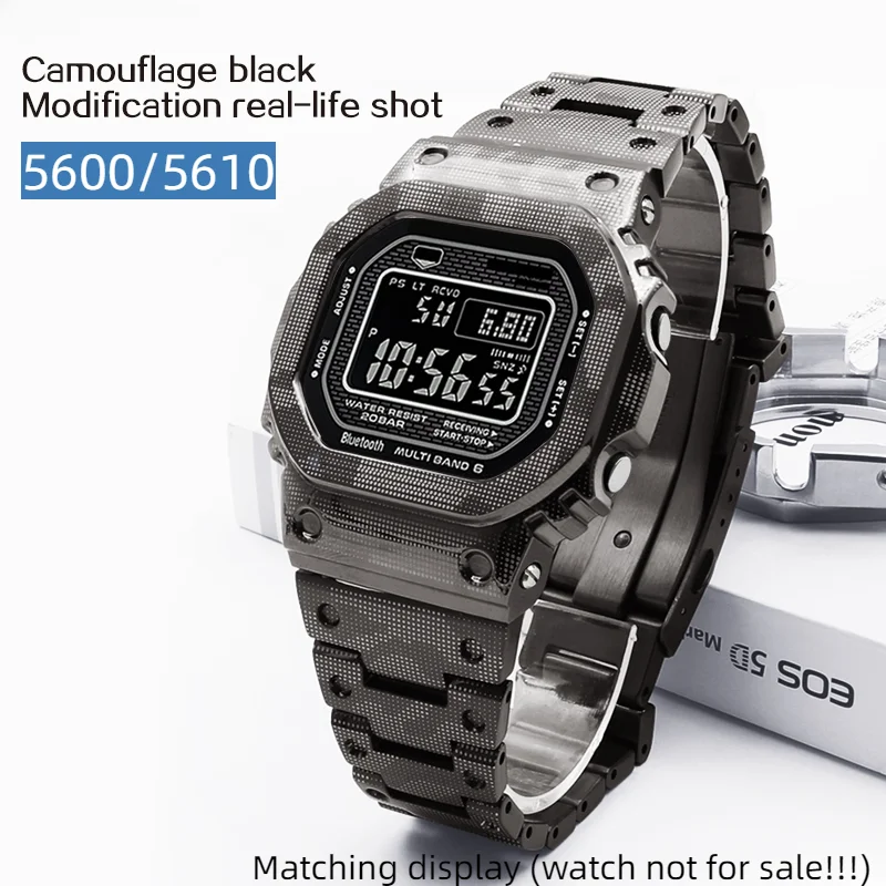 Camouflage DW5600 5610 metal Stainless steel case For Casio DW-5600 GW-M5610 DIY set mod kit Titanium watch parts accessories