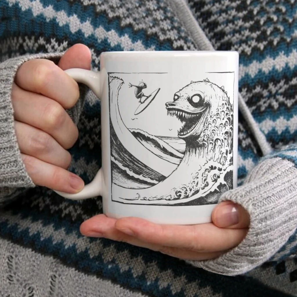 Summer Monsters and Good Vibes CreaturesCaza de café Taza de té Taza de café de 11 oz Taza de cerámica de cumpleaños divertida Taza personalizada