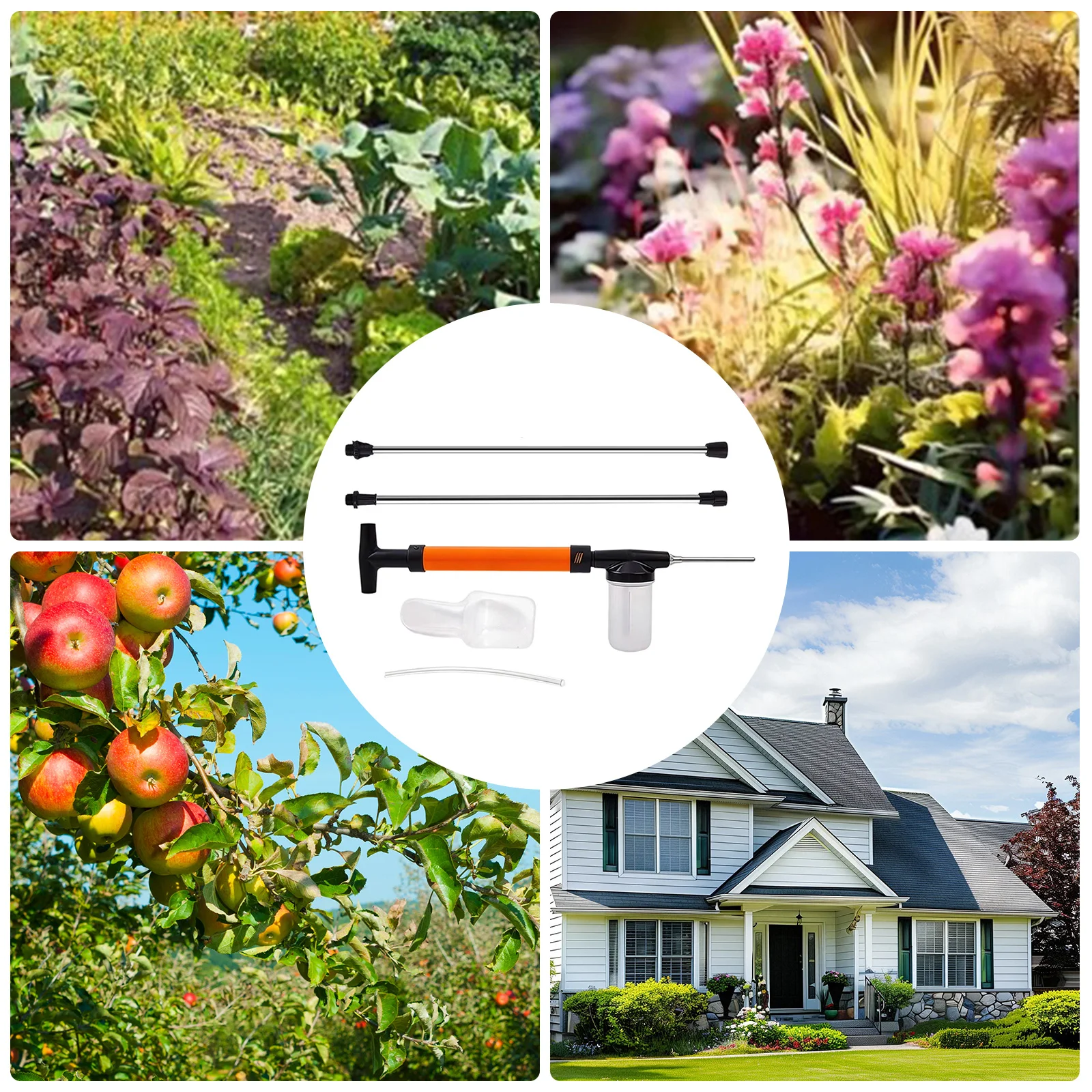 Handheld Pest Control Duster with 2 Extension Pole Dispenser DE Powder Sprayer for Home Greenhouse Farm Garden Indoor Outdoor