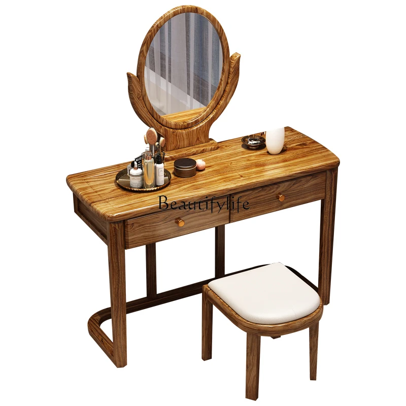 

Ebony all solid wood dressing table with mirror dressing table fashionable and simple desk