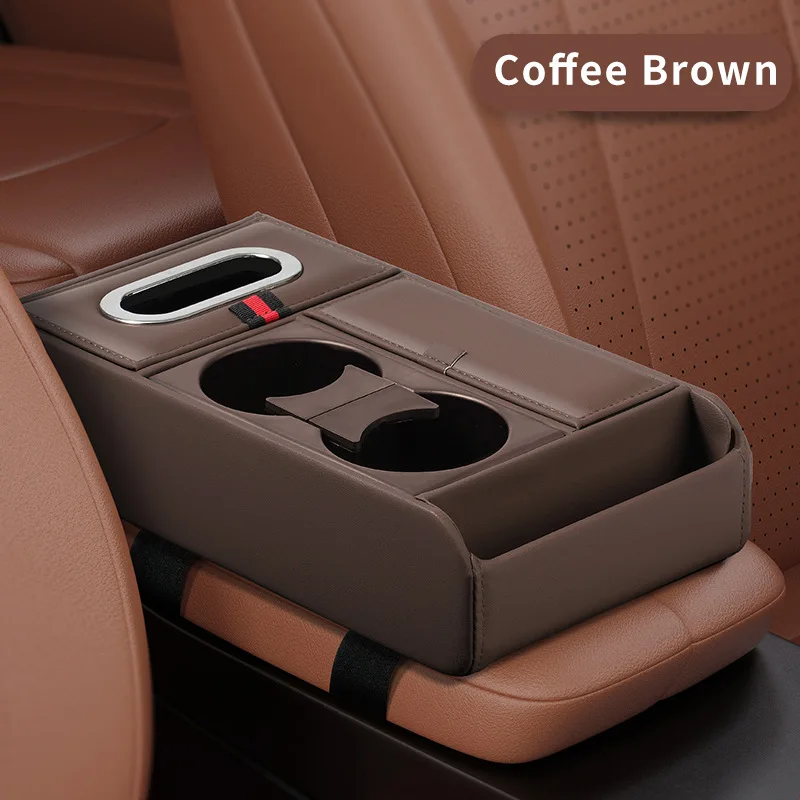 Multifunctional Car Armrest Pad Storage Box Center Console Organizer with Cup Holder Tissue Case Car Interior Accessories
