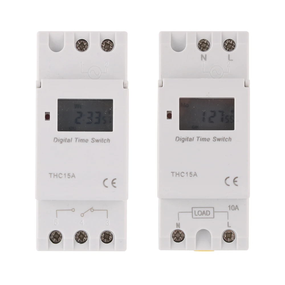 1pc Electronic Weekly 7 Days Programmable Digital Timer Switch Relay Control 220V 230V 10A Din Rail THC15A