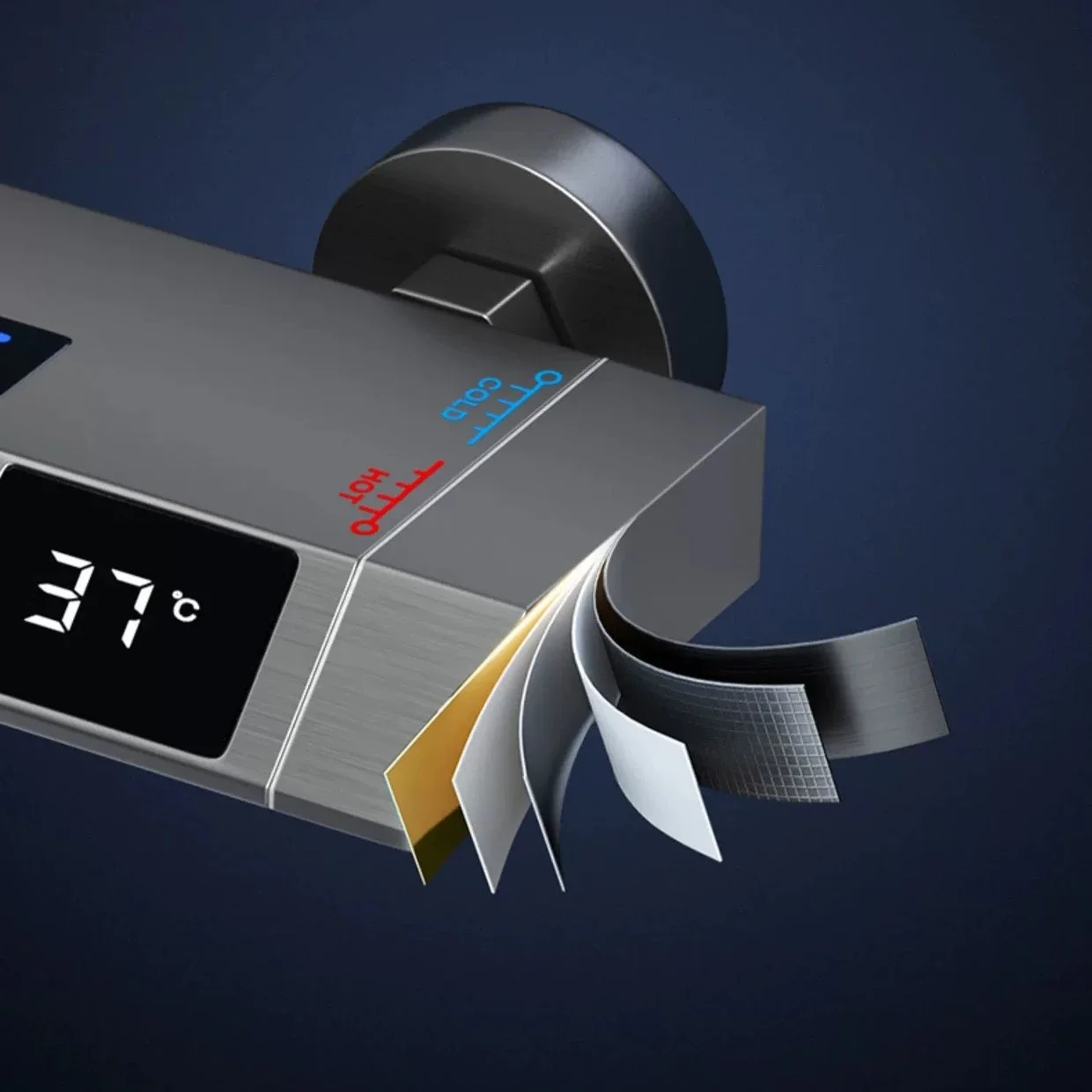 005 Luxury Brass Led Shower Mixer Set with Digital Display Rainfall Shower System 4 Functions Bathroom Shower Faucet