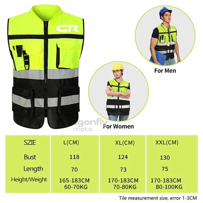 CR Logo Motorcycle Multi Pocket Safety Vest Night Visibility Gear For Honda CR80R CR85R CR125R CR250R CR 80R 85R 125R 250R