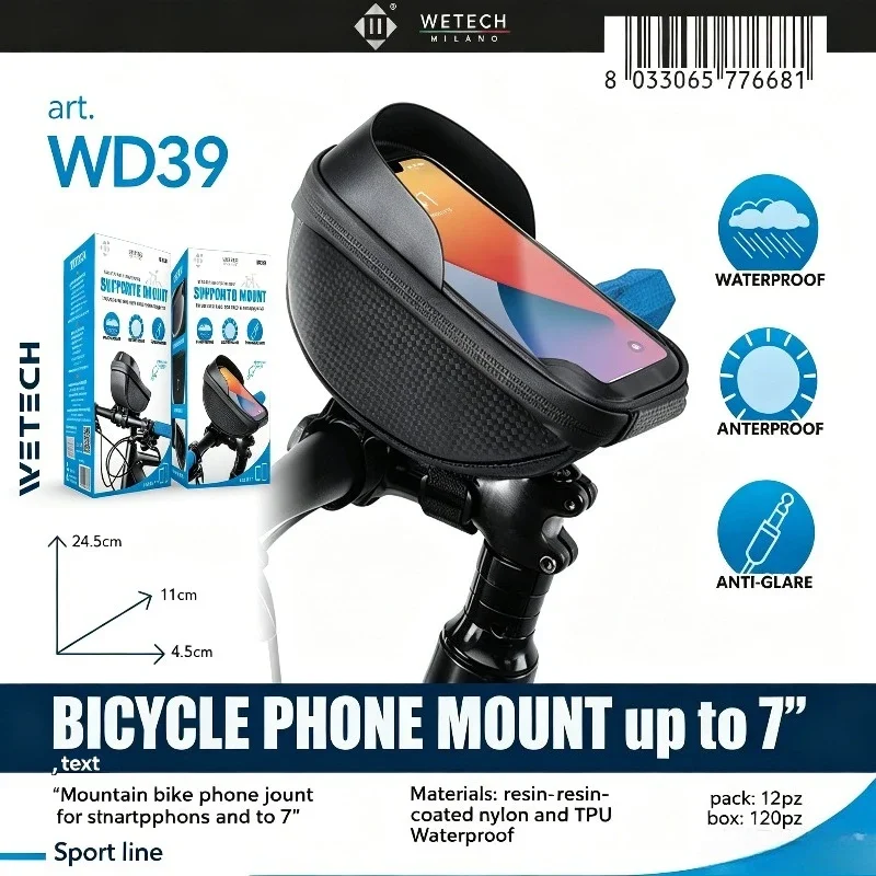 Nuova Borsa Impermeabile per Telefono da Bici 2026, Supporto Antiriflesso per Smartphone da 7.0 Pollici con Porta Auricolari