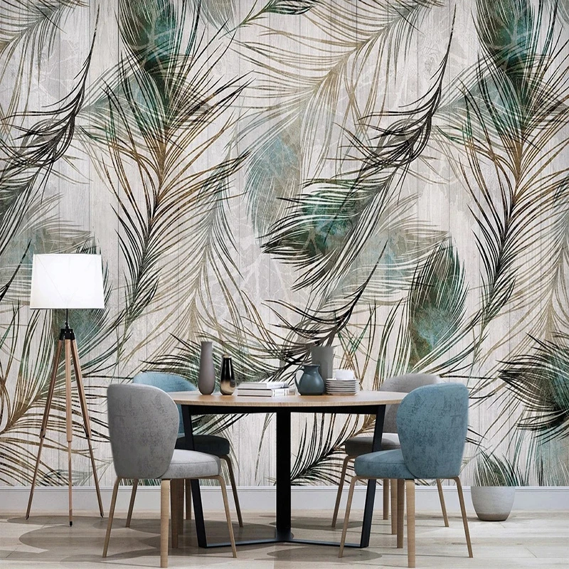 

3D Modern Wallpaper Nordic Retro Fresh Peacock Feather Art Photo Murals Personalized Customization Decoration Wall Papers Papier