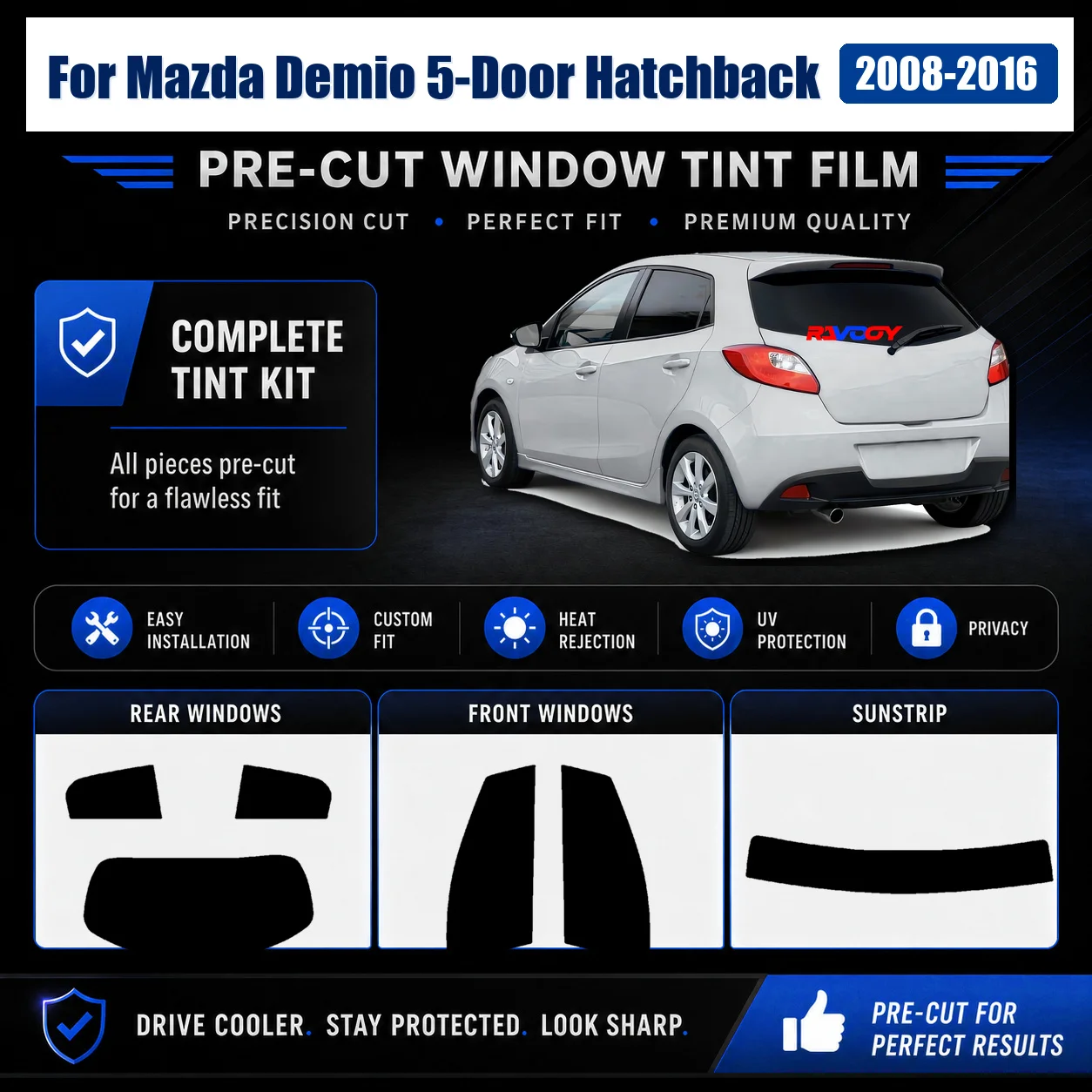 For Mazda Demio 5-Door Hatchback 2008-2016 Complete Window Tint Film Precut Glass Kit
