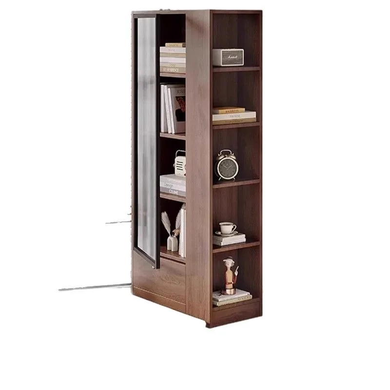 Light luxury solid wood floor-to-ceiling bay window storage glass door dust-proof bookcase simple balcony bay window cabinet