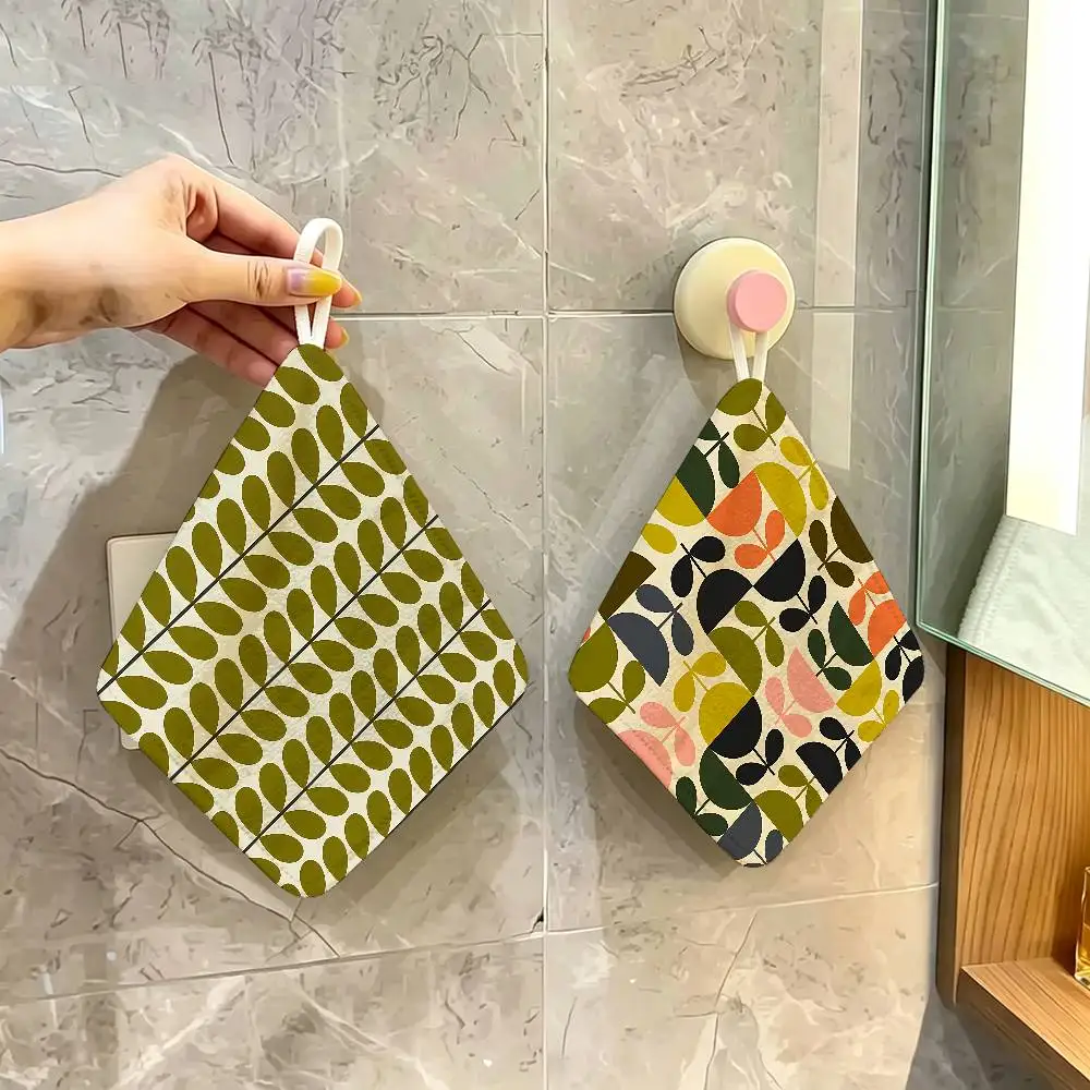 Art O-Orla Kiely Flower Polyester Cotton Hand Wiping Towel, Hanging Towel, Quick Dry for Kitchen Bathroom Daily Supplies